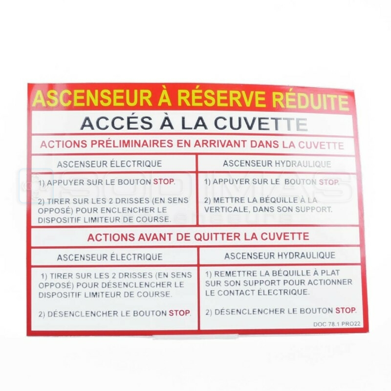 Étiquette accès cuvette réduite