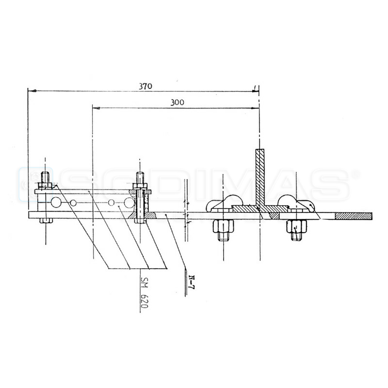 Support pendentif sous cabine L 490 mm