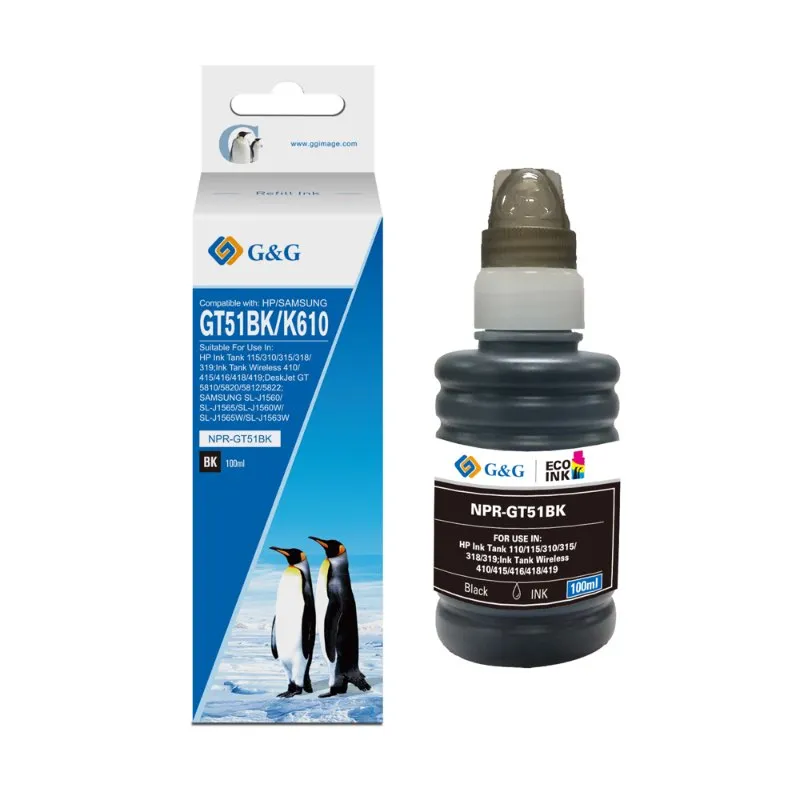 Bouteille d’encre adaptable HP GT51- BLACK