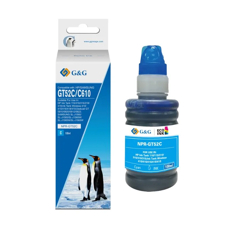 Bouteille d’encre adaptable HP GT52 - CYAN