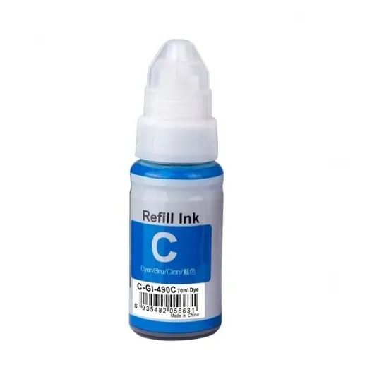 Bouteille d’encre adaptable compatible Canon GI-490 CYAN